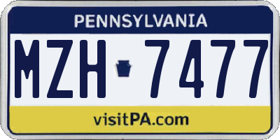 PA license plate MZH7477