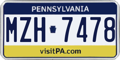 PA license plate MZH7478