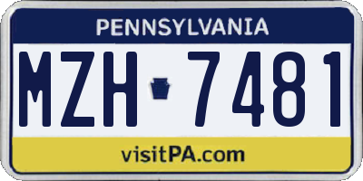 PA license plate MZH7481