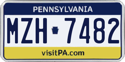 PA license plate MZH7482