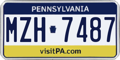 PA license plate MZH7487
