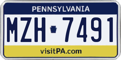 PA license plate MZH7491