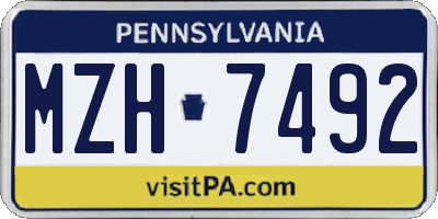 PA license plate MZH7492