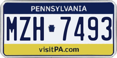 PA license plate MZH7493