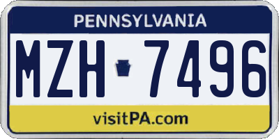 PA license plate MZH7496