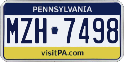 PA license plate MZH7498