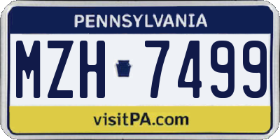 PA license plate MZH7499
