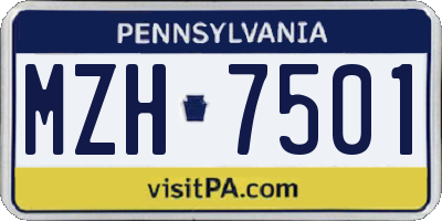 PA license plate MZH7501