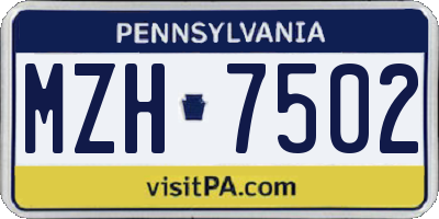 PA license plate MZH7502