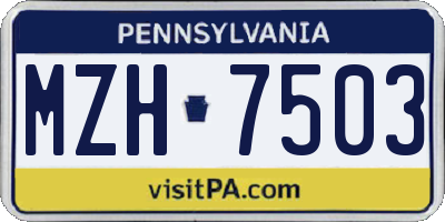 PA license plate MZH7503