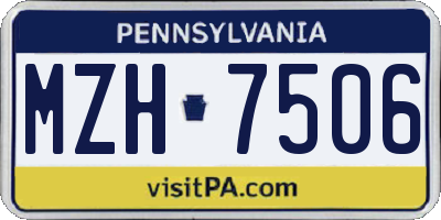 PA license plate MZH7506