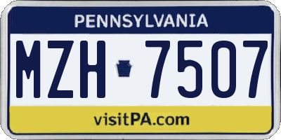 PA license plate MZH7507