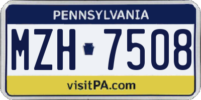 PA license plate MZH7508