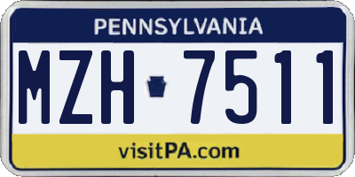 PA license plate MZH7511