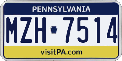 PA license plate MZH7514