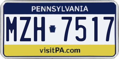 PA license plate MZH7517