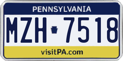 PA license plate MZH7518