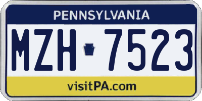 PA license plate MZH7523