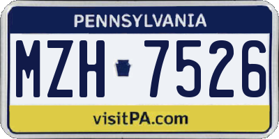 PA license plate MZH7526