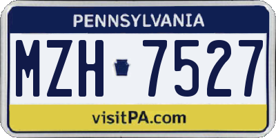 PA license plate MZH7527