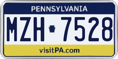 PA license plate MZH7528