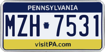 PA license plate MZH7531