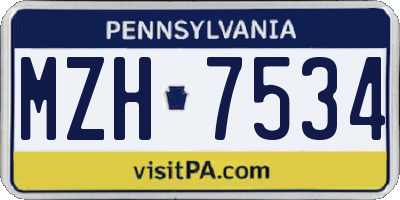 PA license plate MZH7534