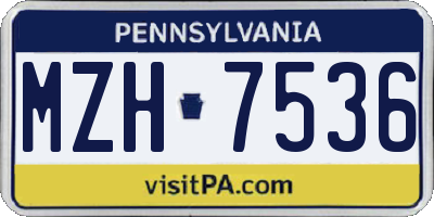 PA license plate MZH7536