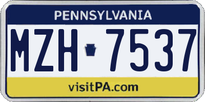 PA license plate MZH7537