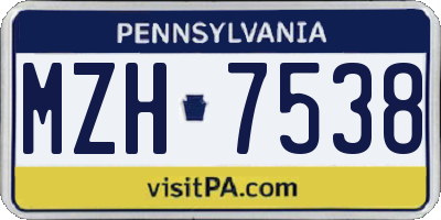 PA license plate MZH7538