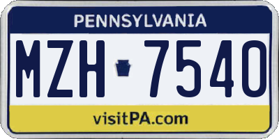 PA license plate MZH7540