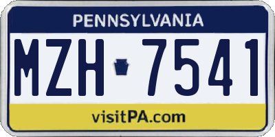 PA license plate MZH7541