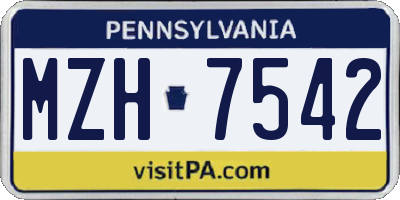 PA license plate MZH7542