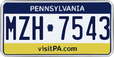 PA license plate MZH7543