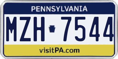PA license plate MZH7544