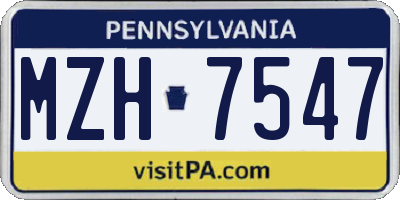 PA license plate MZH7547