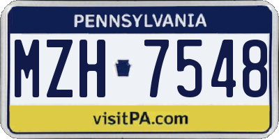PA license plate MZH7548
