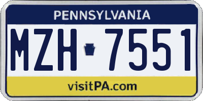 PA license plate MZH7551