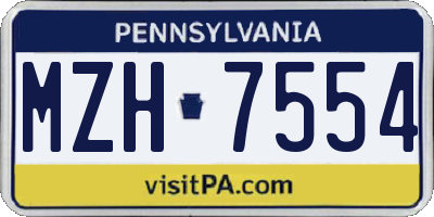 PA license plate MZH7554
