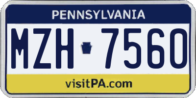 PA license plate MZH7560