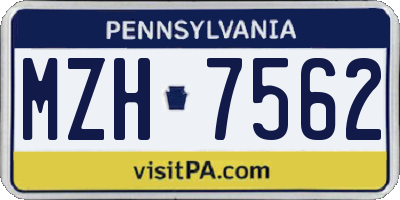 PA license plate MZH7562