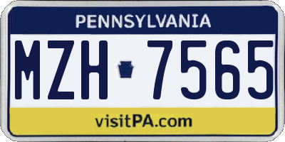 PA license plate MZH7565
