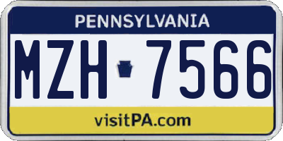 PA license plate MZH7566
