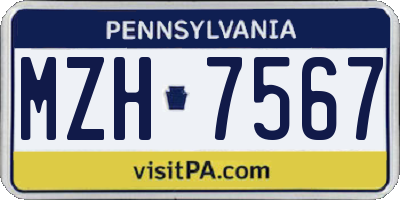 PA license plate MZH7567
