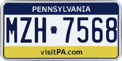PA license plate MZH7568