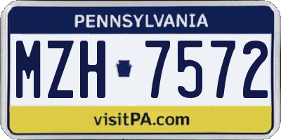 PA license plate MZH7572