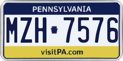 PA license plate MZH7576