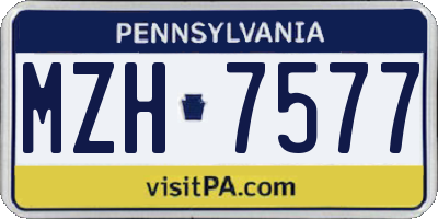 PA license plate MZH7577