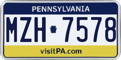 PA license plate MZH7578