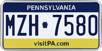 PA license plate MZH7580